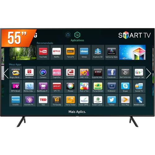 Smart TV LED 55'' Ultra HD 4K Samsung NU7100 HDMI USB Wi-Fi Integrado Conversor Digital
