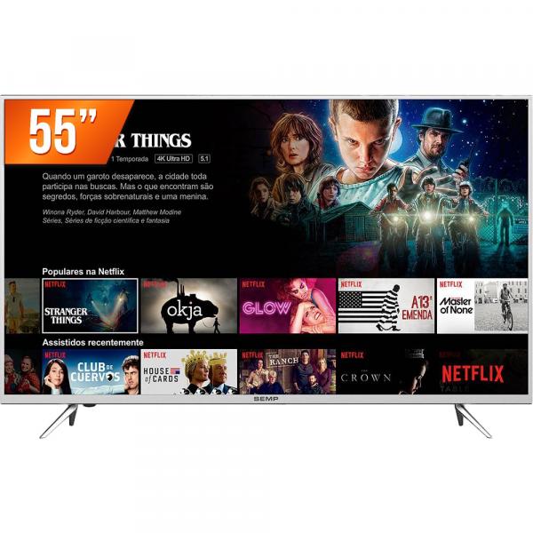 Smart TV LED 55" Ultra HD 4K Semp 55K1US 3 HDMI 2 USB Wi-Fi Integrado Conversor Digital