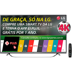 Smart TV LED 60" LG 60UF7700 Ultra HD 4K com Conversor Digital 3 HDMI 3 USB Wi-Fi