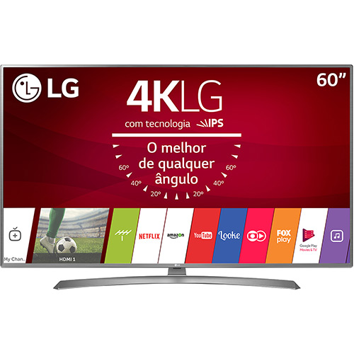 Smart TV LED 60" LG 60UJ6585 Ultra HD Conversor Digital Wi-Fi Integrado 2 USB 4 HDMI WebOS 3.5 Sistema de Som Ultra Surround