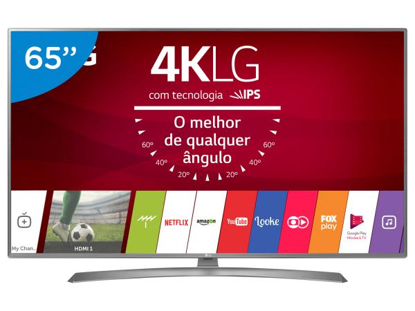 Smart TV LED 65” LG 4K/Ultra HD 65UJ6585 WebOS - Conversor Digital Wi-Fi 2 4 HDMI 2 USB