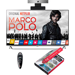 Smart TV LED 65'' LG Cinema 3D 65UB9500 Ultra HD Conversor Digital Integrado 4 HDMI 3 USB Wi-Fi + 4 Óculos 3D