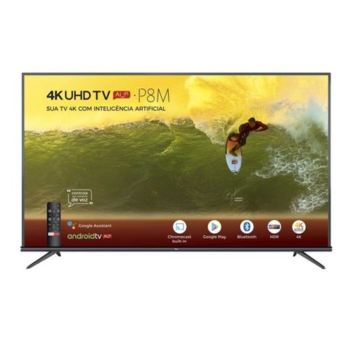 Smart TV LED 55'' TCL 4K, 3 HDMI, 2 USB, com Wi-Fi - 55P8M