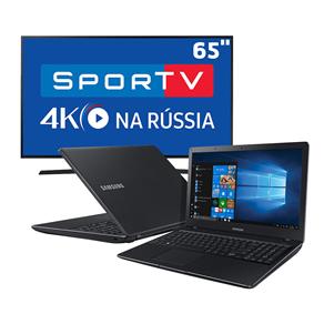 Smart TV LED 65" UHD 4K Samsung 65MU6100 + Notebook Samsung NP300E5L-KF1BR