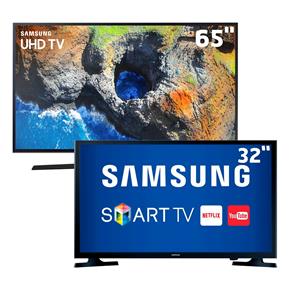 Smart TV LED 65" UHD 4K Samsung 65MU6100 + Smart TV LED 32" HD Samsung 32J4300