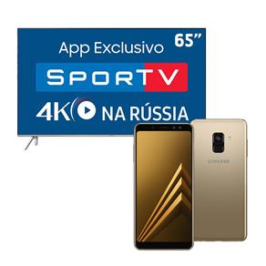Smart TV LED 65" UHD 4K Samsung 65MU7000 + Smartphone Samsung Galaxy A8 Dourado