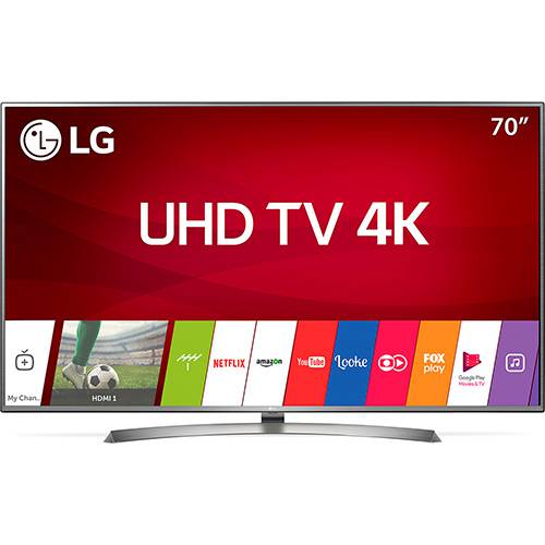 Tudo sobre 'Smart TV LED 70" LG 70UJ6585 Ultra HD 4k (2160p) com Conversor Digital 4 HDMI 2 USB Wi-Fi Webos 3.5 e Sistema de Som Ultra Surround - Prata'