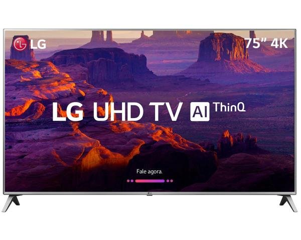 Smart TV LED 75" LG UHD 4K ThinQ AI TV HDR Ativo WebOS 4.5 4 HDMI 2USB