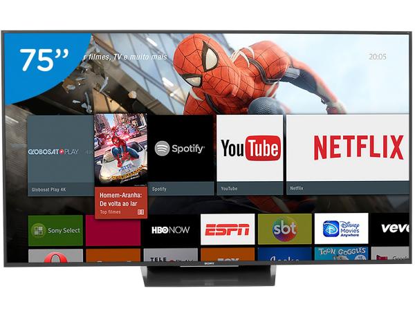 Smart TV LED 75” Sony 4K/Ultra HD XBR-75X855D - Conversor Digital Wi-Fi 4 HDMI 3 USB