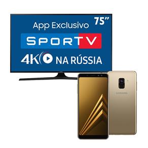 Smart TV LED 75" UHD 4K Samsung 75MU6100 + Smartphone Samsung Galaxy A8 Dourado