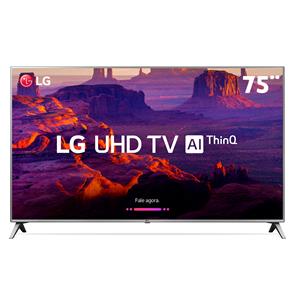 Smart TV LED 75" Ultra HD 4K LG 75UK6520PSA com IPS, Inteligência Artificial ThinQ AI, WI-FI, Processador Quad Core, HDR 10 Pro, HDMI e USB
