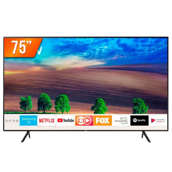 Smart TV LED 75" Ultra HD 4K Samsung RU7100 3 HDMI 2 USB Wi-Fi
