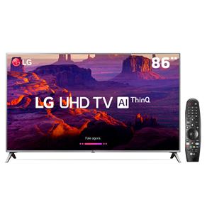 Smart TV LED 86" Ultra HD 4K LG 86UK6520PSA + Controle Remoto Smart Magic LG AN-MR18BA - Preto