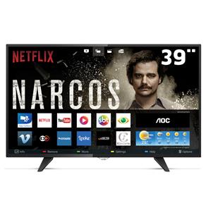 Smart TV LED 39" HD AOC LE39S5970 com Wi-Fi, Botão Netflix, App Gallery, Conversor Digital Integrado, Entradas HDMI e USB