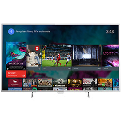 Smart TV LED Android 55" Philips 55PUG6801 Ultra HD 4K com Conversor Digital 3 HDMI 3 USB Wi-Fi 60Hz - Preta