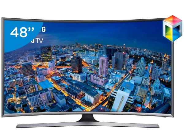 Smart TV LED Curva 48” Samsung Full HD Gamer - UN48J6500 Conversor Digital Wi-Fi 4 HDMI 3 USB