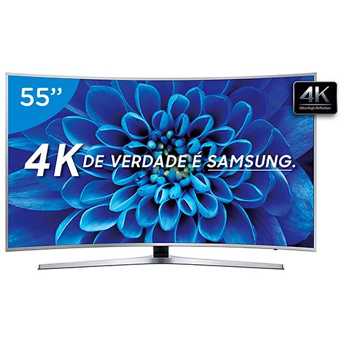 Smart TV LED Curva 55” Samsung 4K Ultra HD - KU6500 Conversor Digital Wi-Fi 3 HDMI 2 USB