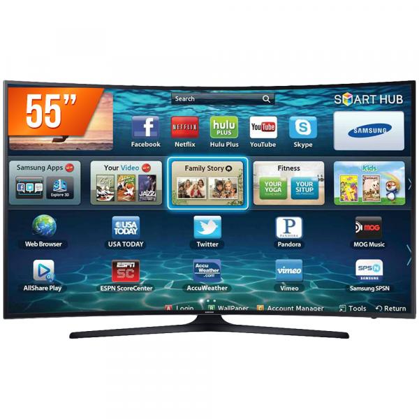 Smart TV LED Curva Tela 55 Ultra HD 4K Samsung 55MU6300 3 HDMI 2 USB Wi-Fi Conversor Digital