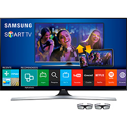 Smart TV LED 3D 48" Samsung UN48J6400AGXZD Full HD com Conversor Digital 4 HDMI 3 USB Wi-Fi 240Hz CMR + 2 Óculos 3D