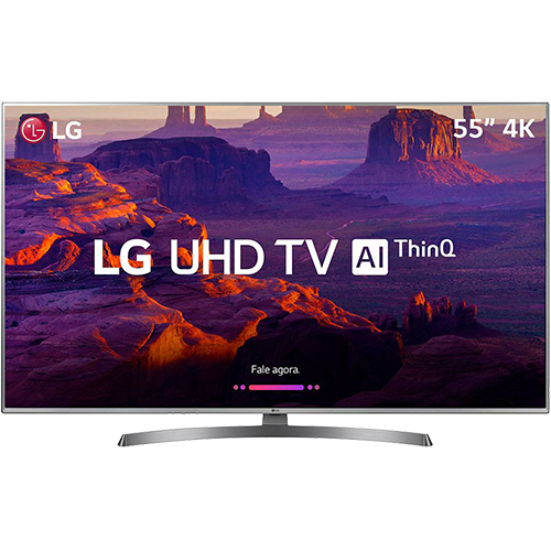 Smart TV LED LG 55" 55UK6530 Ultra HD 4k com Conversor Digital 4 HDMI 2 USB Wi-Fi Dts Virtual X Sound Sync 60Hz Inteligencia Artificial - Prata