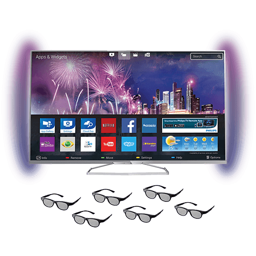 Smart TV Philips 3D LED 47" 47PFG6809/78 Full HD 3 HDMI 2 USB Wi Fi Integrado Ambilight + 6 Óculos Frequência (480Hz)