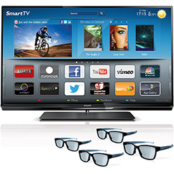 Smart TV Plus 3D LED 42" Philips 42PFL7007 Full HD - 4 HDMI 3 USB DTVi 480Hz PMR 4 Óculos 3D