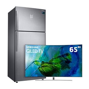 Smart TV QLED 65" UHD 4K Curva Samsung Q8C + Refrigerador Samsung RT46K6361SL Inox - 110V