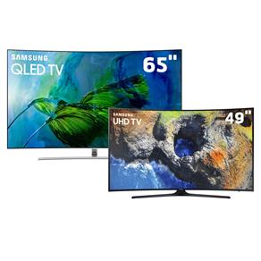 Smart TV QLED 65" UHD 4K Curva Samsung Q8C + Smart TV LED 49" UHD 4K Curva Samsung 49MU6300