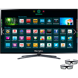 Smart TV Slim 3D Samsung 75" LED Full HD 75F6400 - Entradas HDMI/USB/120htz - 2 Óculos 3D