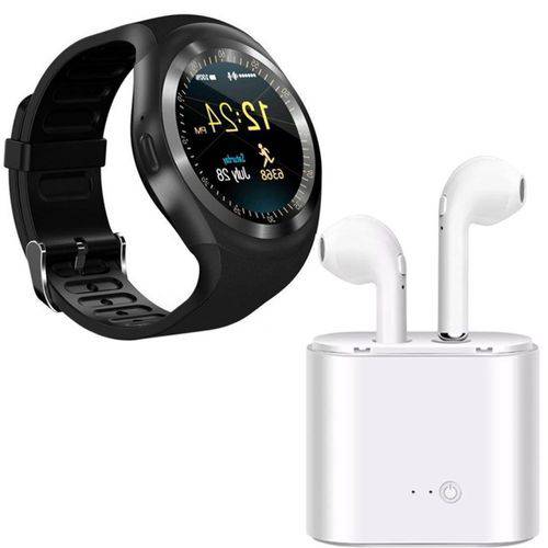 Tudo sobre 'Smart Watch Relógio Inteligente Y1 Bluetooth com Fone Tws I7s'