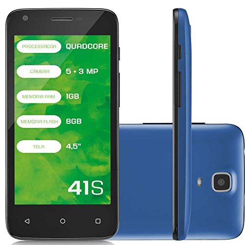 Smartphone 41S Quadcore 3G 8Gb 4.5 Pol Preto e Azul Mirage