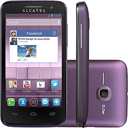 Smartphone Alcatel M Pop Dual Chip Desbloqueado Android 4.1 Tela 4" 512MB 3G Wi-Fi Câmera 5MP - Roxo
