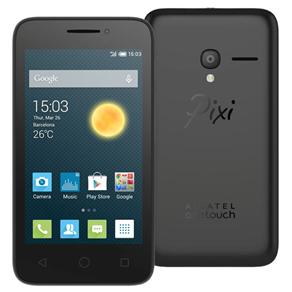 Smartphone Alcatel OneTouch Pixi3 Preto com Tela 4”, Dual Chip, Câmera 8MP, Android 4.4, 3G, Bluetooth e Processador Dual Core de 1.0GHz