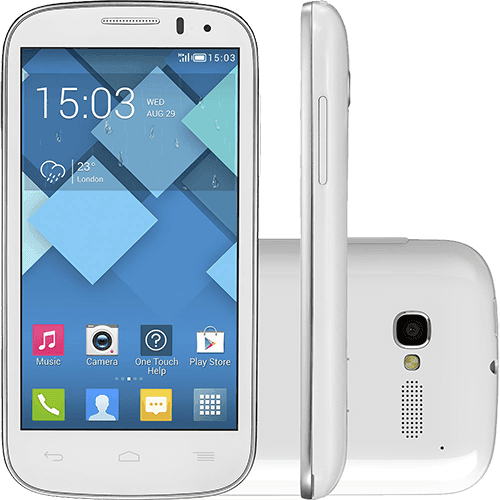 Smartphone Alcatel OT-5037E Pop C5 Dual Chip Android Tela 4.5" 4GB 3G Wi-Fi Câmera 5MP Flash de LED - Branco