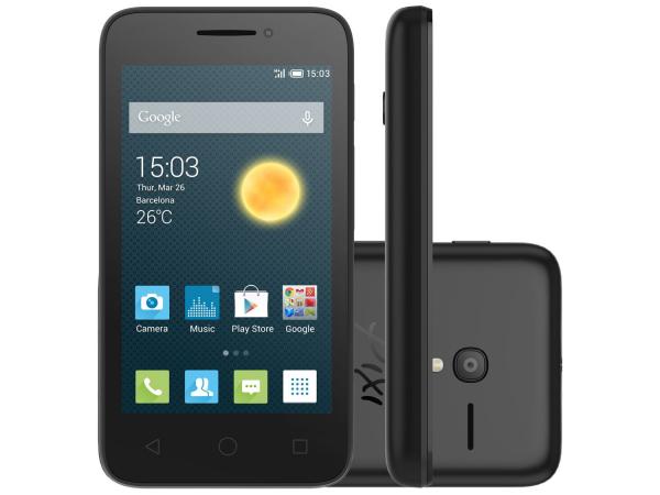 Smartphone Alcatel PIXI3 4 Preto Dual Chip 3G - Câm. 8MP Tela 4” Proc. Dual Core Desbl. Vivo