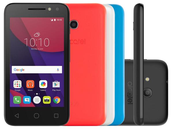 Smartphone Alcatel PIXI4 4 Colors 8GB Dual Chip 3G - Câm 8MP + Selfie 5MP Flash Tela 4” Proc. Quad Core