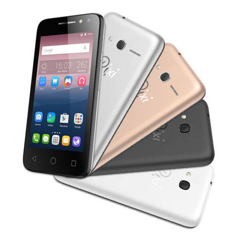 Smartphone Alcatel PIXI4 4 Metallic, 4 Capas de Bateria, Camera 8MP, Selfie 5MP com Flash,