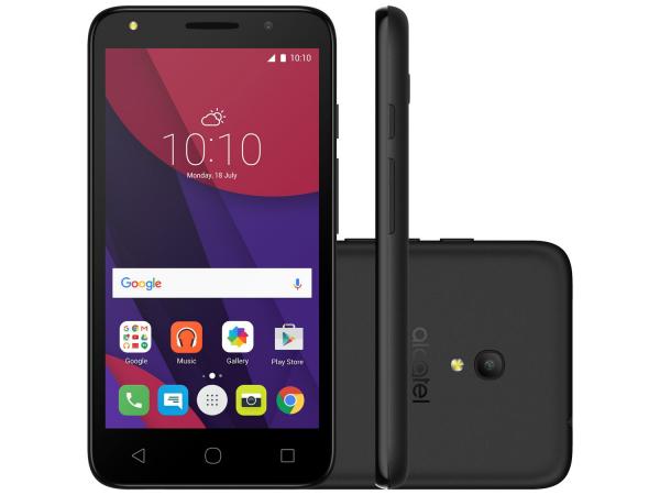 Smartphone Alcatel PIXI4 5 8GB Preto Dual Chip 3G - Câm. 8MP + Selfie 8MP Tela 5” Proc. Quad Core