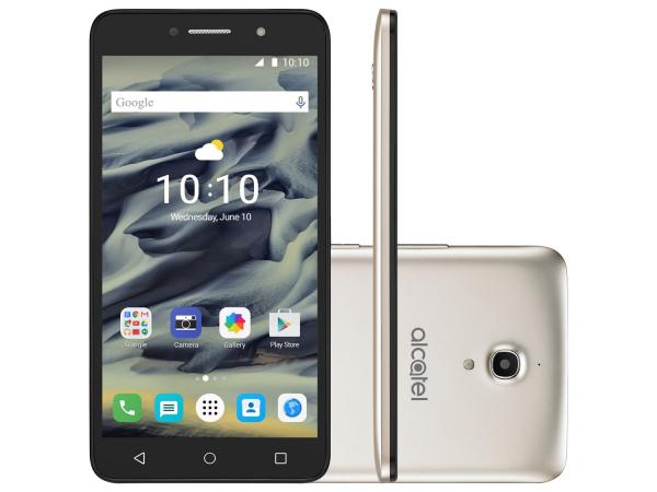 Smartphone Alcatel PIXI4 6 8GB Dourado Dual Chip - 3G Câm. 13MP + Selfie 8MP Flash Tela 6” Quad Core