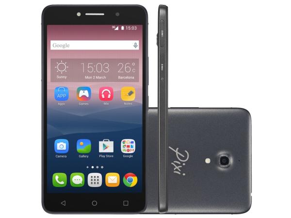 Smartphone Alcatel PIXI4 6 Preto 8GB Dual Chip 3G - Câm 13MP + Selfie 8MP Flash Tela 6” Proc Quad Core