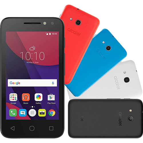 Smartphone Alcatel PIXI4 Colors Dual Chip Android 6.0 Tela 4" Memória 8GB 3G Câmera 8MP Selfie 5MP Flash Frontal Quad Core - Preto