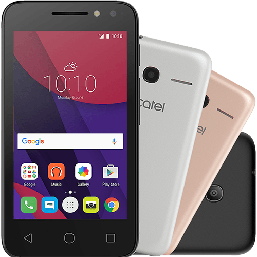 Smartphone Alcatel PIXI4 Metallic Dual Chip Android 6.0 Tela 4" Memória 8GB 3G Câmera 8MP Selfie 5MP Flash Frontal Quad Core - Preto