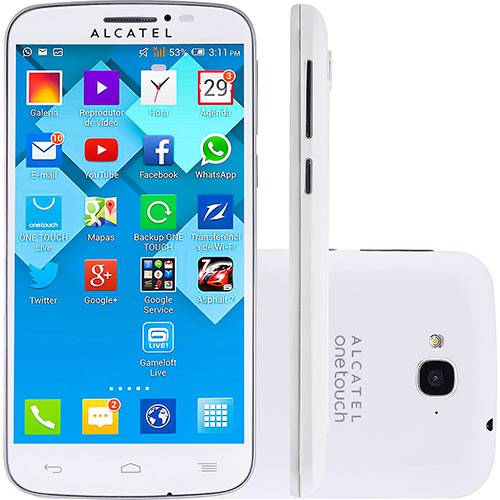 Smartphone Alcatel Pop C7 Dual Chip Desbloqueado Android 4.2 Tela 5" 4GB 3G Câmera 8MP - Branco