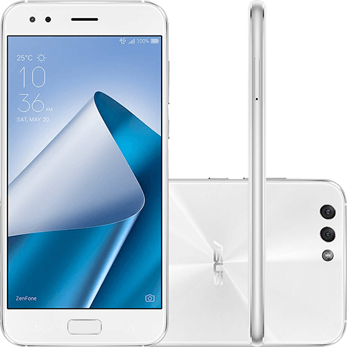 Smartphone Asus Zenfone 4 4GB Memória Ram Dual Chip Android Tela 5.5" Snapdragon 64GB 4G Câmera Dual Traseira 12MP + 8MP Câmera Frontal 8MP - Branco