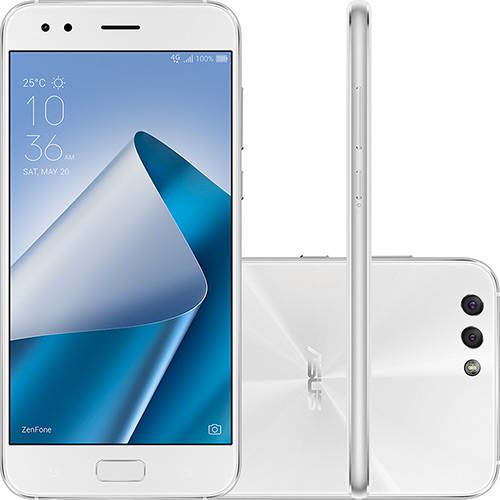 Smartphone Asus Zenfone 4 6GB Memória Ram Dual Chip Android Tela 5.5" Snapdragon 64GB 4G Câmera Dual Traseira 12MP + 8MP Câmera Frontal 8MP - Branco