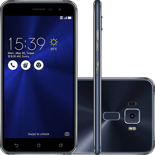 Smartphone Asus Zenfone 3 Dual Chip Android 6.0 Tela 5.2" Snapdragon 16GB 4G Câmera 16MP - Preto Safira