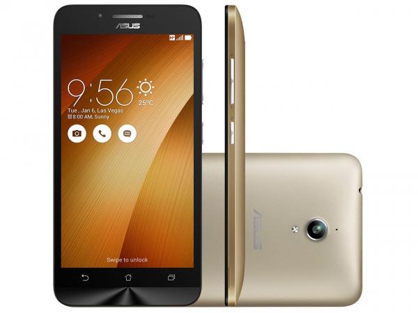 Smartphone Asus ZenFone Go 16GB Dourado Dual Chip - 3G Câm. 8MP Tela 5” HD Proc. Quad Core Android 5.0