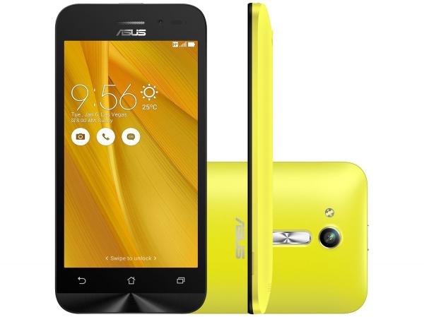 Tudo sobre 'Smartphone Asus ZenFone Go 8GB Amarelo Dual Chip - 3G Câm. 5MP Tela 4.5” Proc. Quad Core'