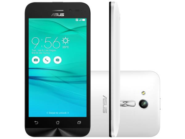Smartphone Asus ZenFone Go 8GB Branco Dual Chip - 3G Câm. 5MP Tela 4.5” Proc. Quad Core