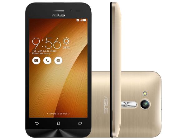 Smartphone Asus ZenFone Go 8GB Gold Dual Chip - 3G Câm. 5MP Tela 4.5” Proc. Quad Core